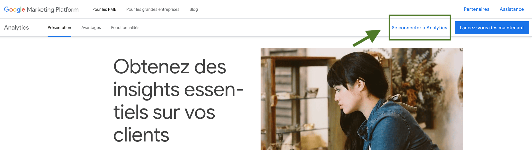Connectez-vous à votre compte Google Analytics